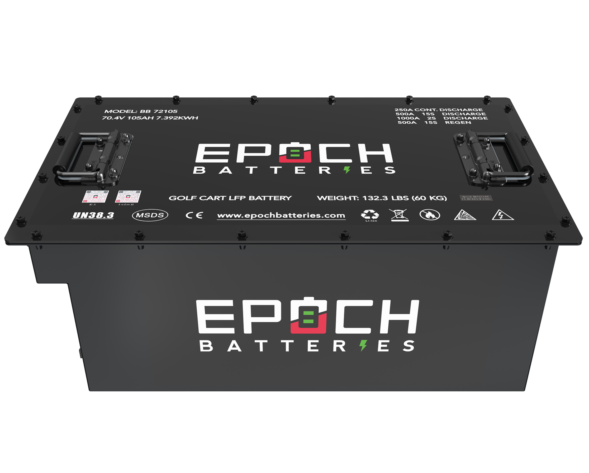 70.4V (72V) 105Ah Lithium LiFePO4 Golf Cart Battery - Complete Kit