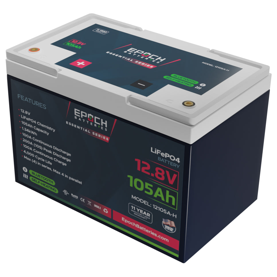 12V 105Ah Essential Series - Bluetooth & Heated LiFePO4 Battery