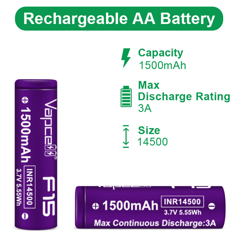Vapcell 14500 F15 1500mAh 3A Battery