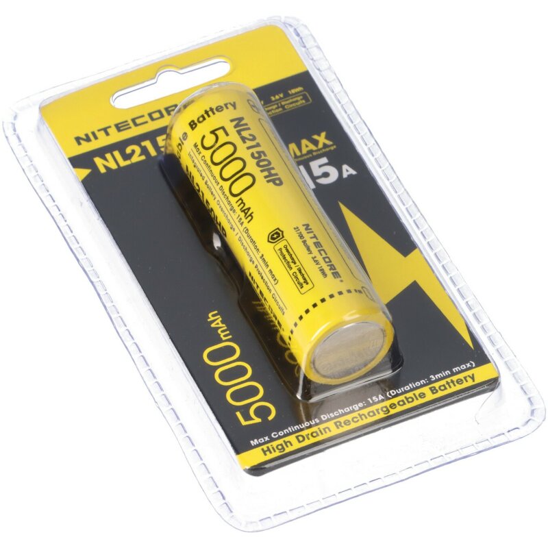 Nitecore NL2150HP 21700 5000mAh 15A - Protected Button Top Battery