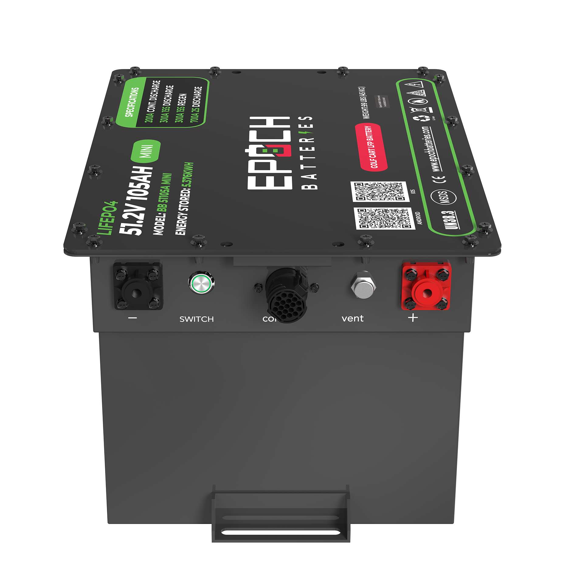 48V 105Ah MINI - LiMax Series - Lithium (LiFePO4) Golf Cart Battery - Complete Kit