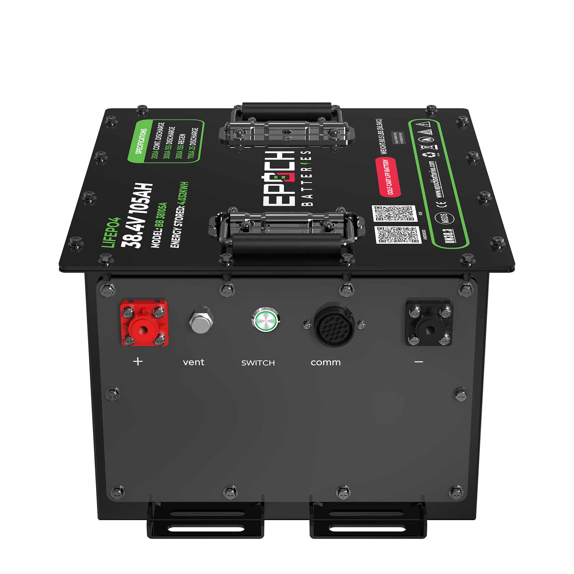 36V 105Ah Lithium (LiFePO4) Golf Cart Battery - Complete Kit