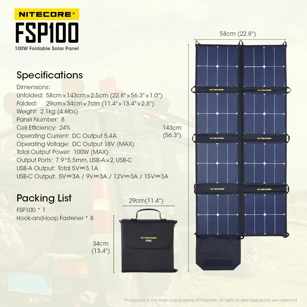 Nitecore FSP100 - 100W Foldable Solar Panel