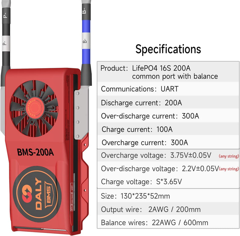 Daly 48V 200A BMS - 16S LiFePO4 - Bluetooth