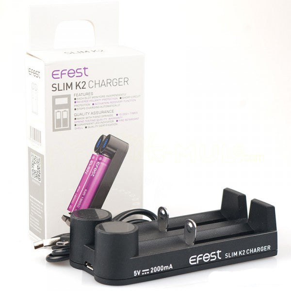 Efest Slim K2 Battery Charger - Compact USB Charger for 18650, 20700 ...