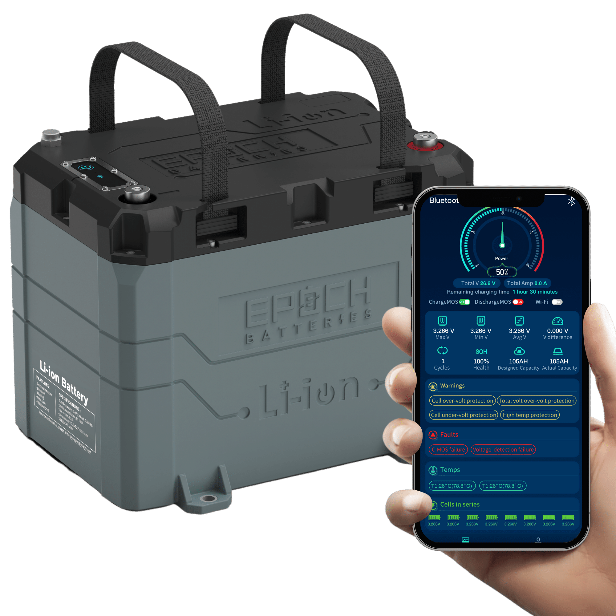 VPauexii 12V 100Ah Mini Bluetooth LiFePO4 Battery,Lithium Battery for RV,  Solar 