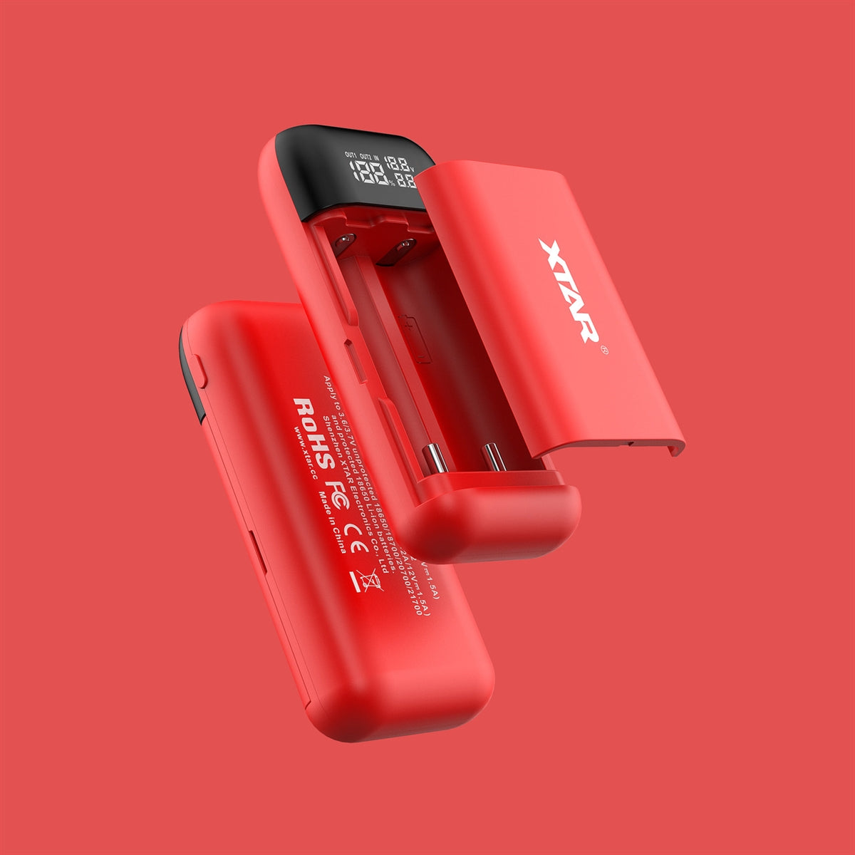 XTAR PB2S Red 2 Bay Charger and Portable Power Supply