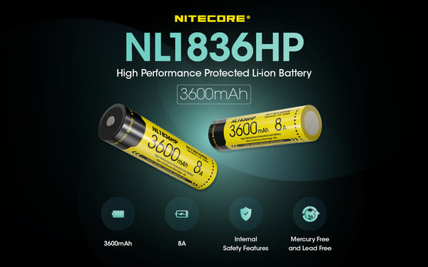 Nitecore NL1836HP 18650 3600mAh - Protected Button Top Battery