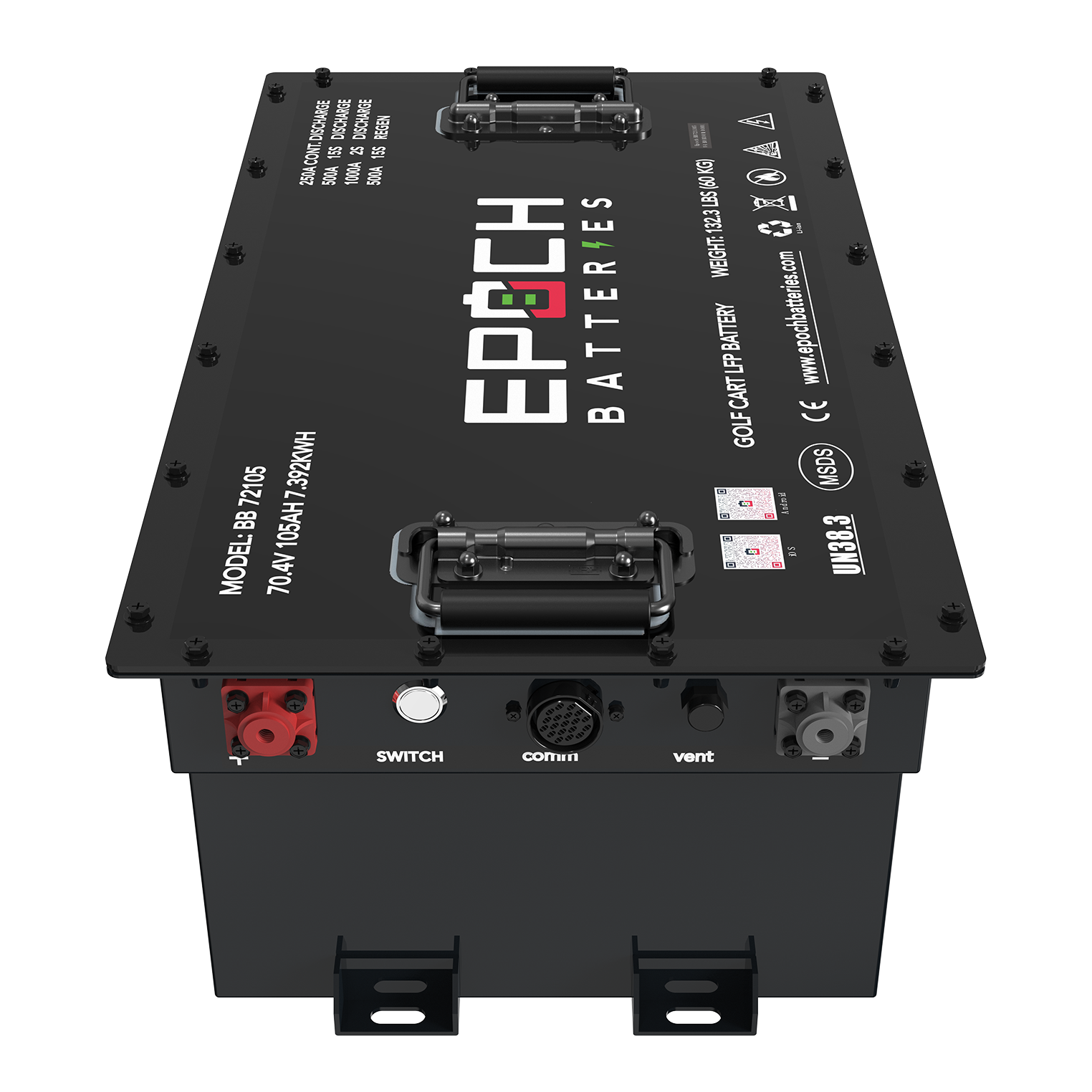 70.4V (72V) 105Ah Lithium LiFePO4 Golf Cart Battery - Complete Kit