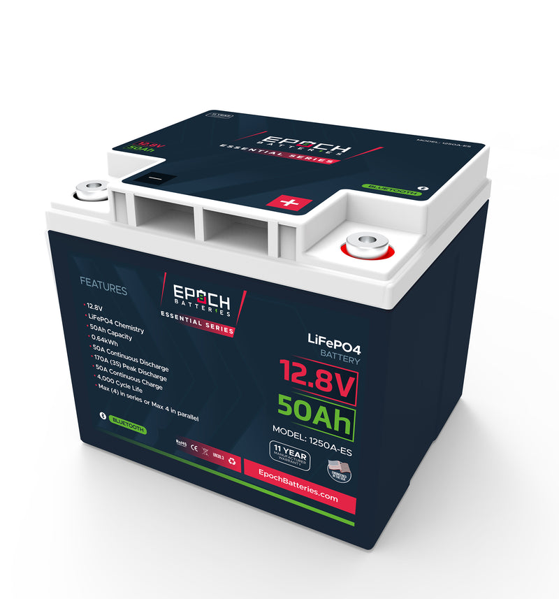 12V 50Ah LiFePO4 Battery with Bluetooth - Epoch Essentials