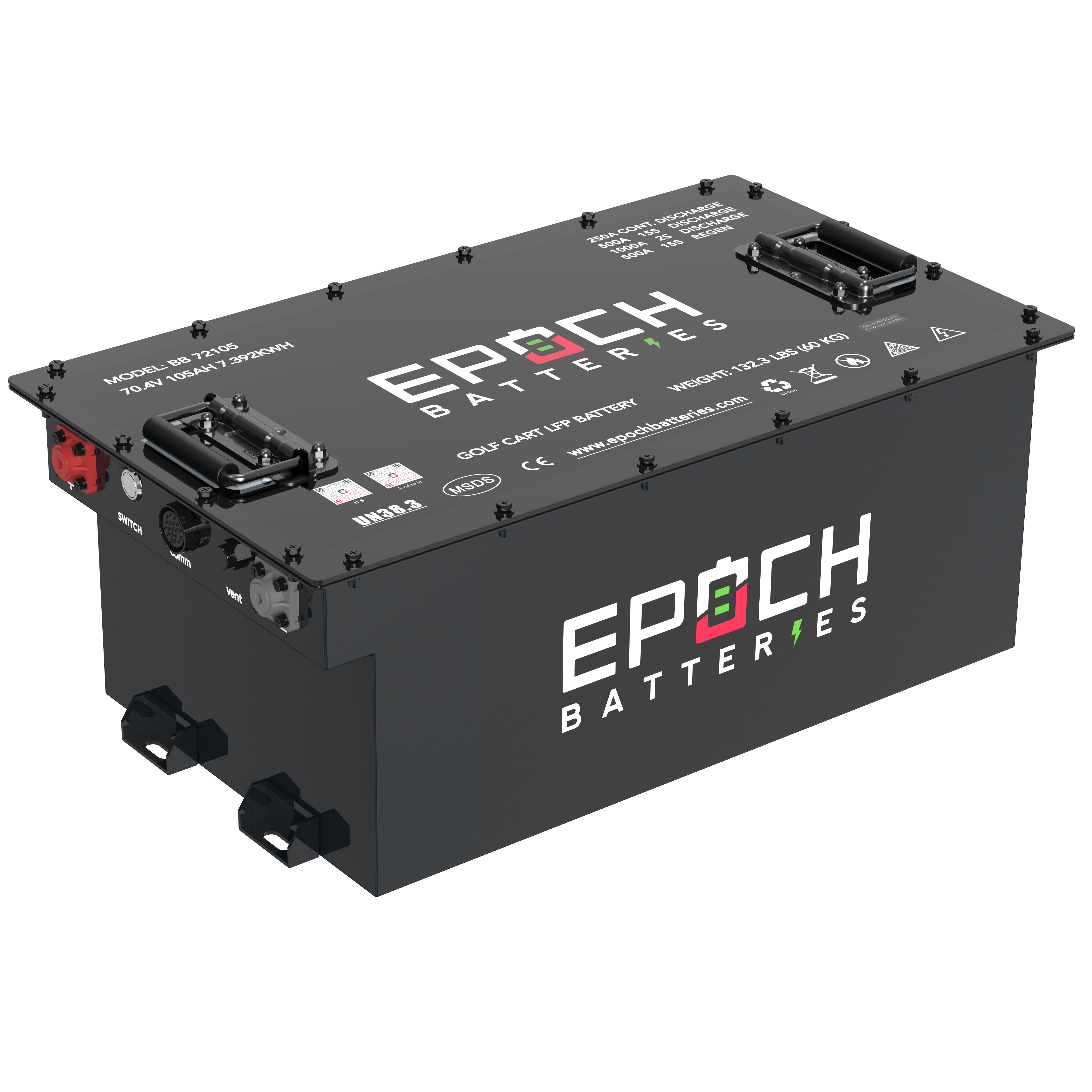 70.4V (72V) 105Ah Lithium LiFePO4 Golf Cart Battery - Complete Kit