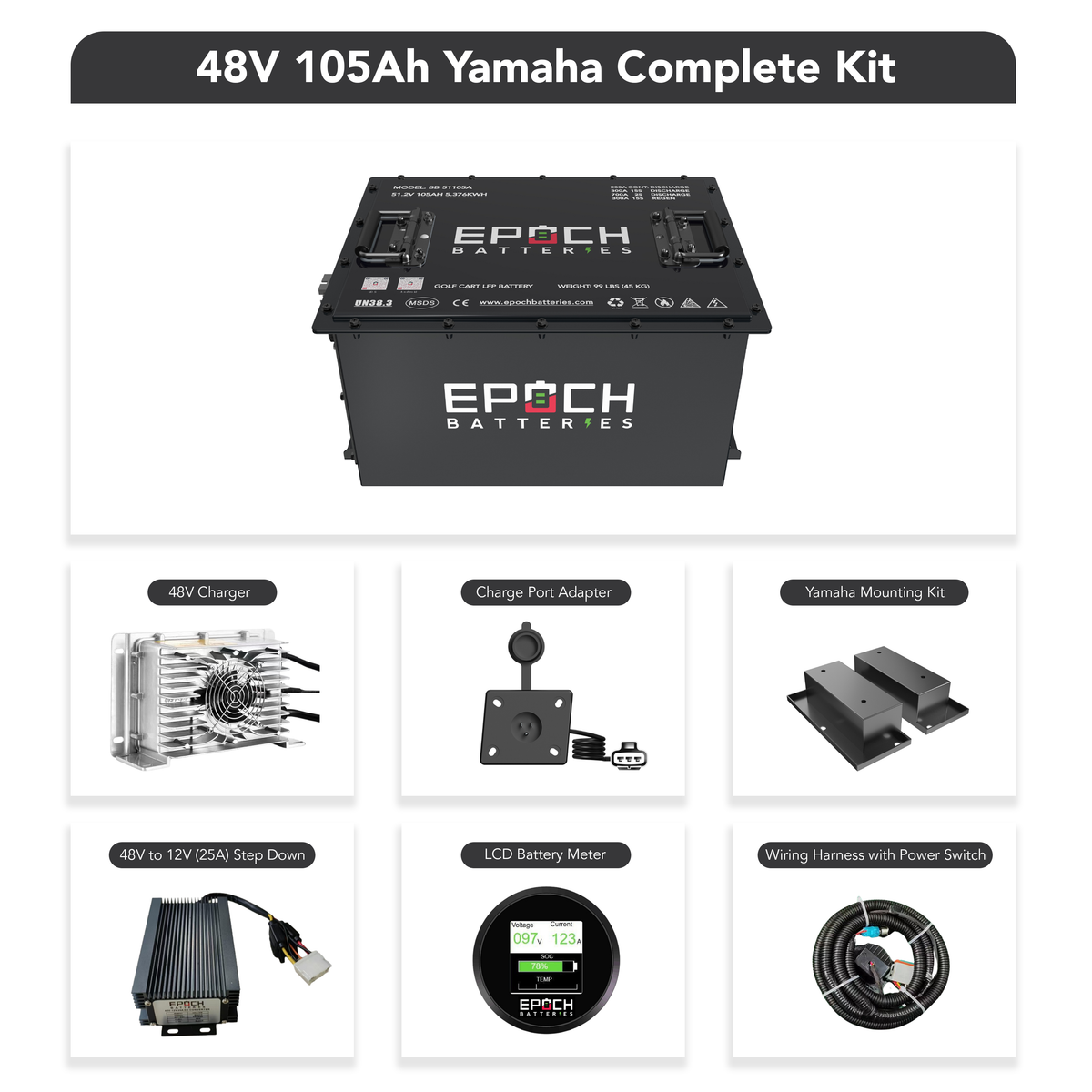 48V 105Ah Golf Cart Battery Complete Kit - Lithium (LiFePO4)