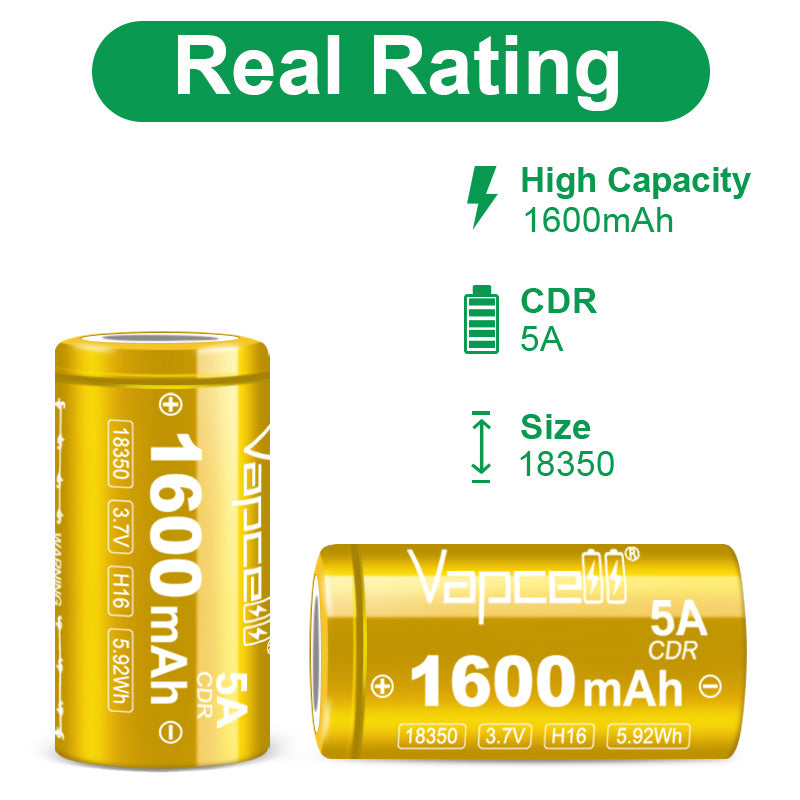 Vapcell 18350 H16 1600mAh 5A Battery Vapcell 18350 H16 1600mAh 5A Battery