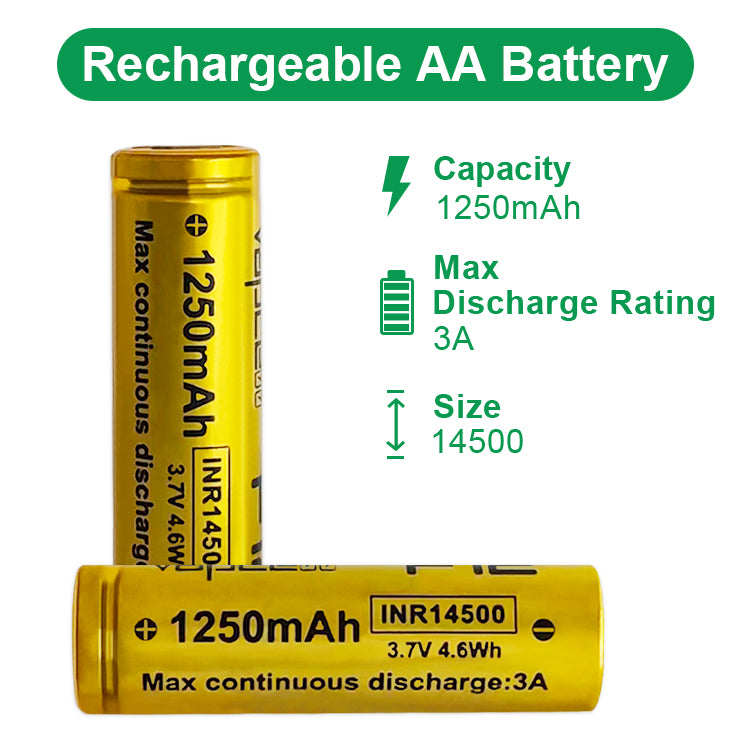 Vapcell 14500 F12 1250mAh 3A - BUTTON TOP Battery