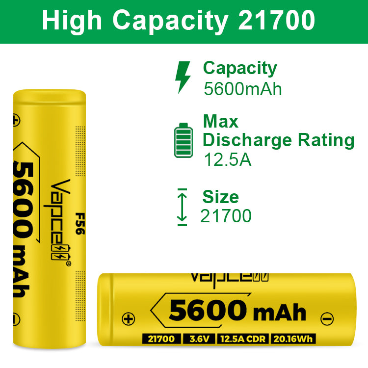 Vapcell 21700 F56 5600mAh 12.5A Battery
