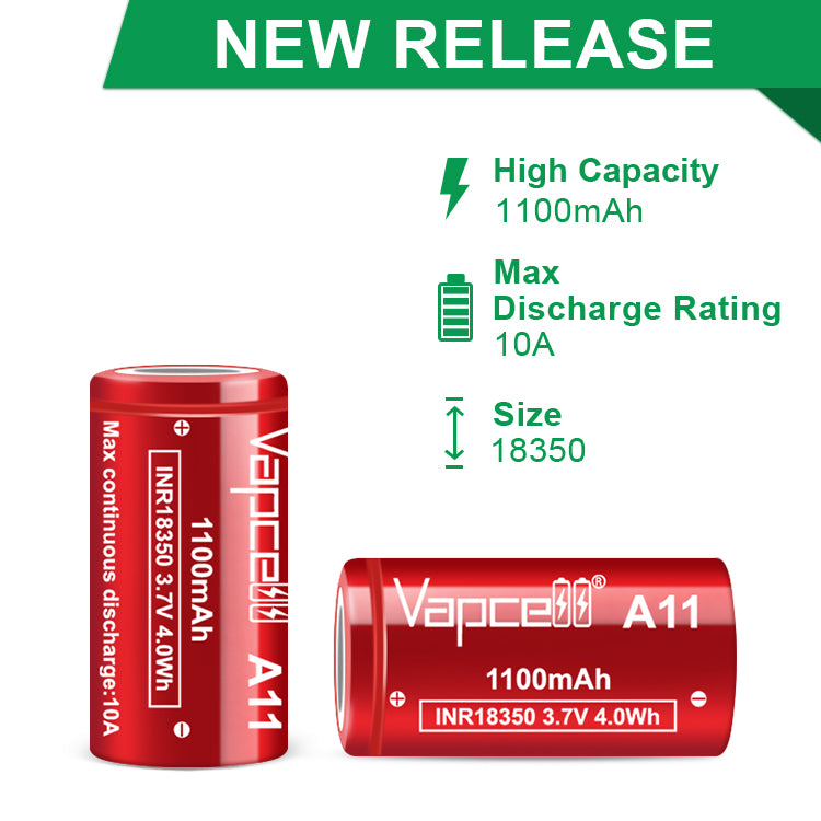 Vapcell 18350 A11 1100mAh 10A Battery