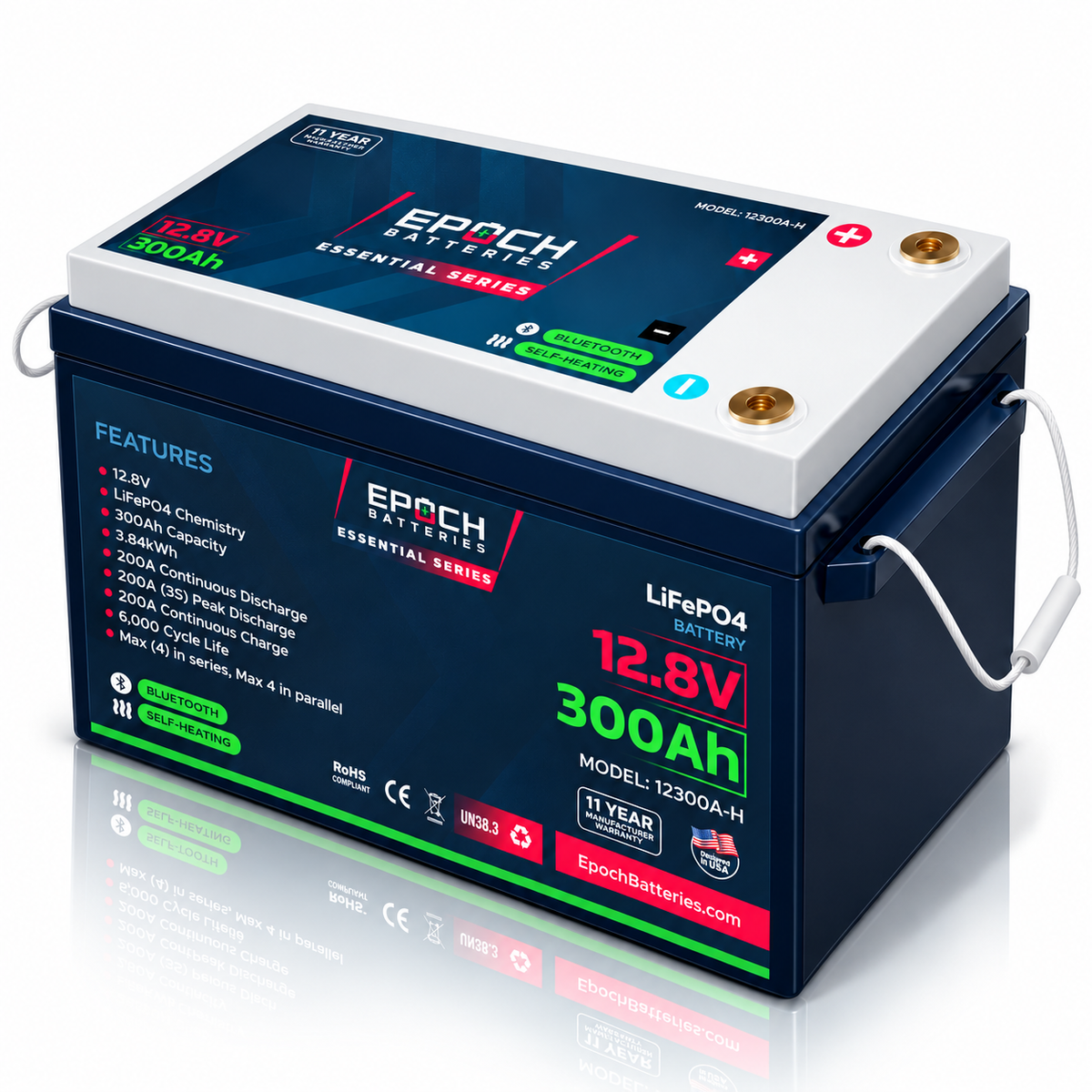 12V 300Ah Essential Series - Bluetooth & Heated LiFePO4 Battery