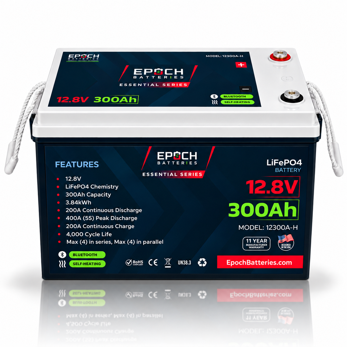 12V 300Ah Essential Series - Bluetooth & Heated LiFePO4 Battery