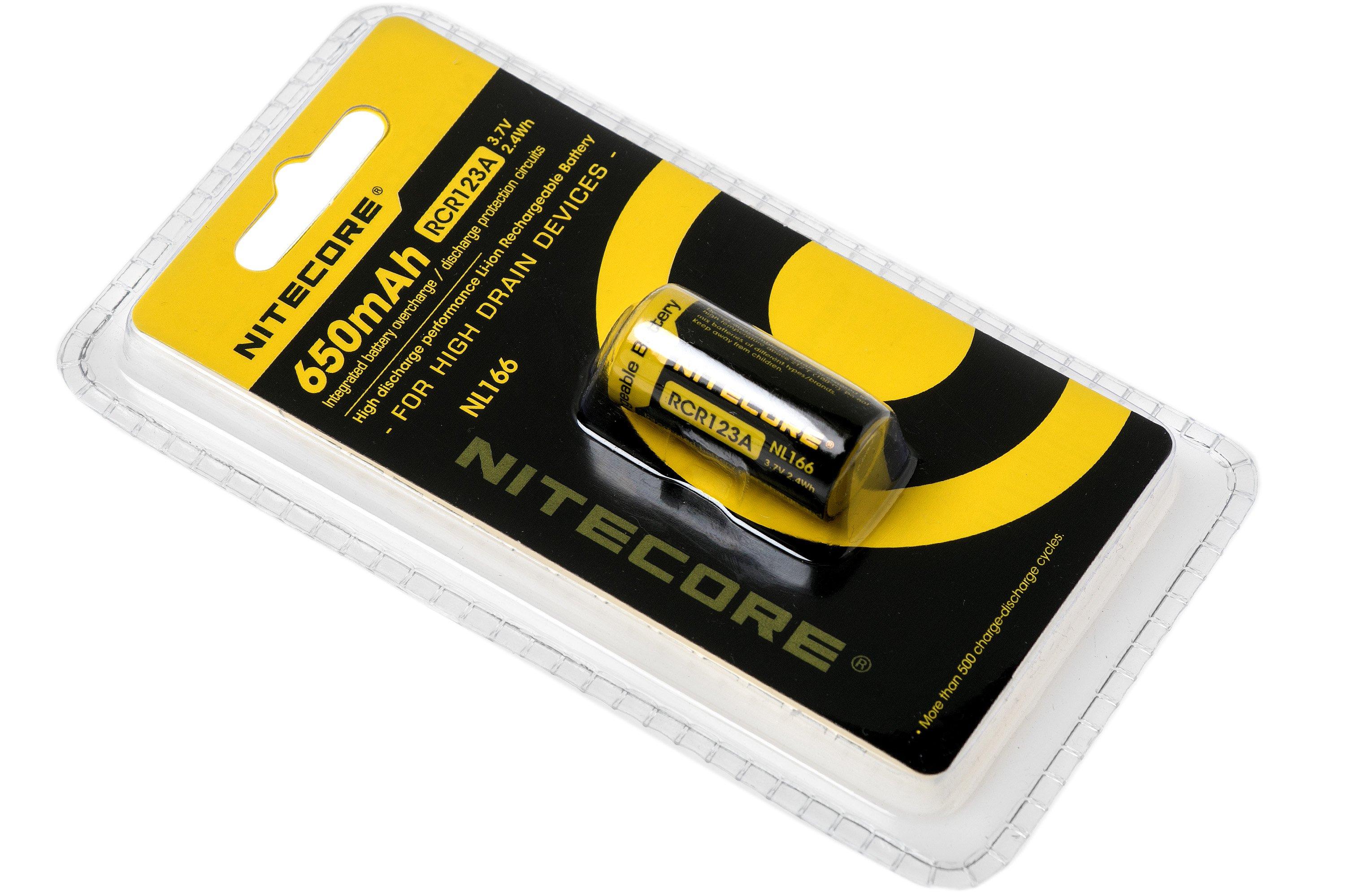 Nitecore NL166 RCR123 650mAh - Protected Button Top Battery