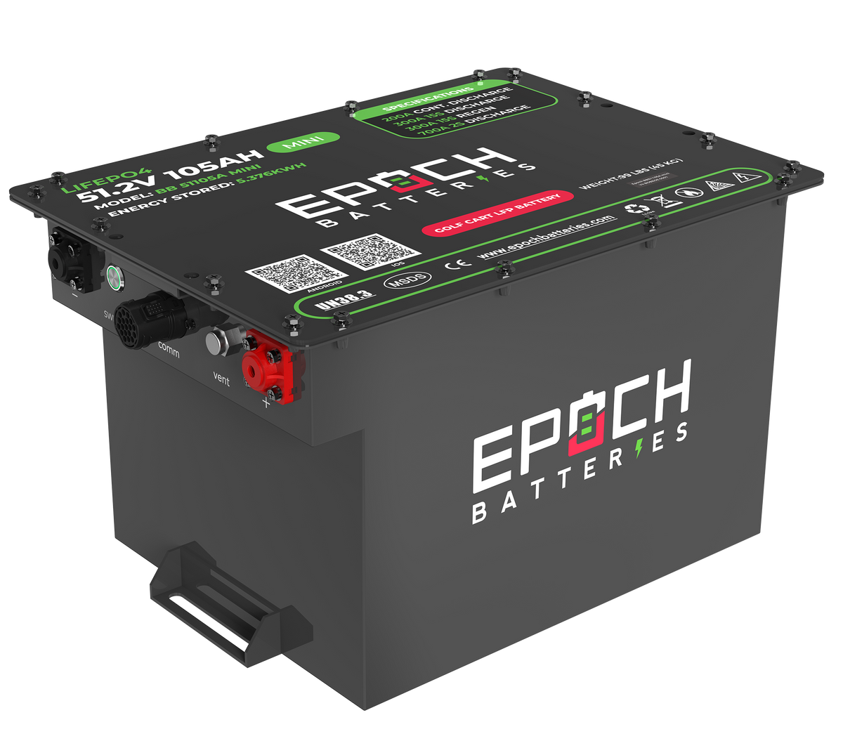 48V 105Ah MINI Golf Cart Battery Complete Kit - Lithium (LiFePO4)