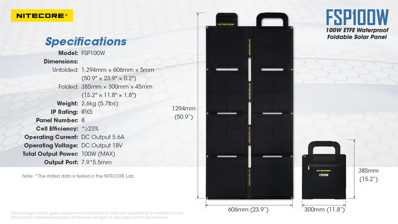 Nitecore FSP100W - 100W Waterproof Foldable Solar Panel