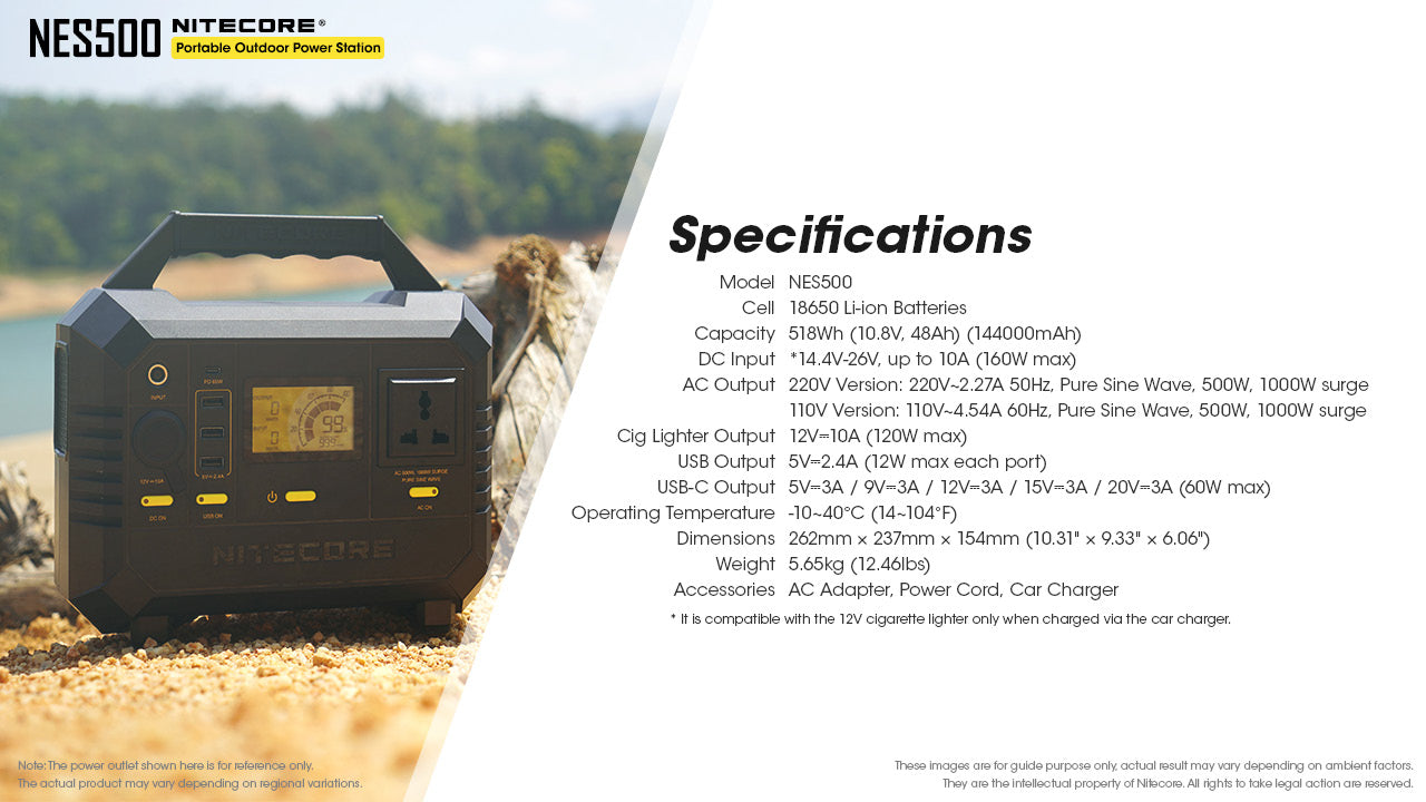 Nitecore NES500 Portable Power Station - 518Wh - 144,000mAh