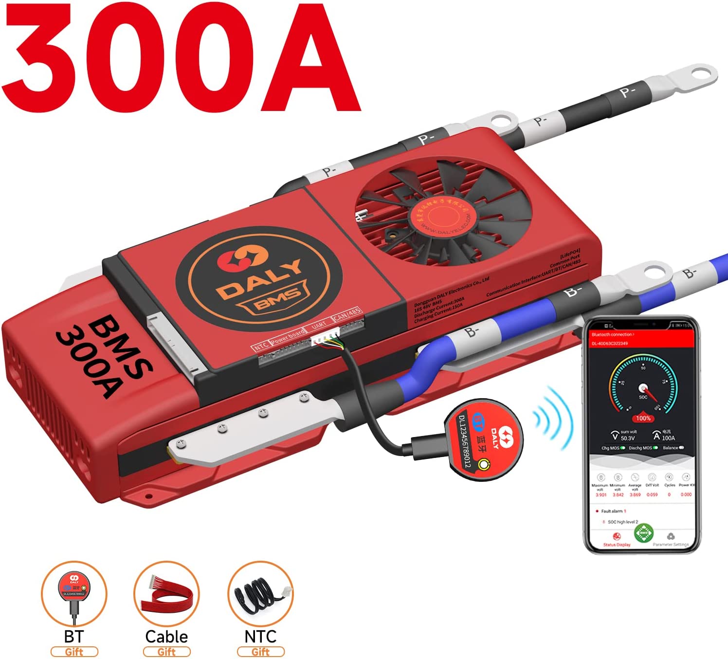 Daly 48V 300Ah BMS - 16S LiFePO4 - Bluetooth w/ Fan