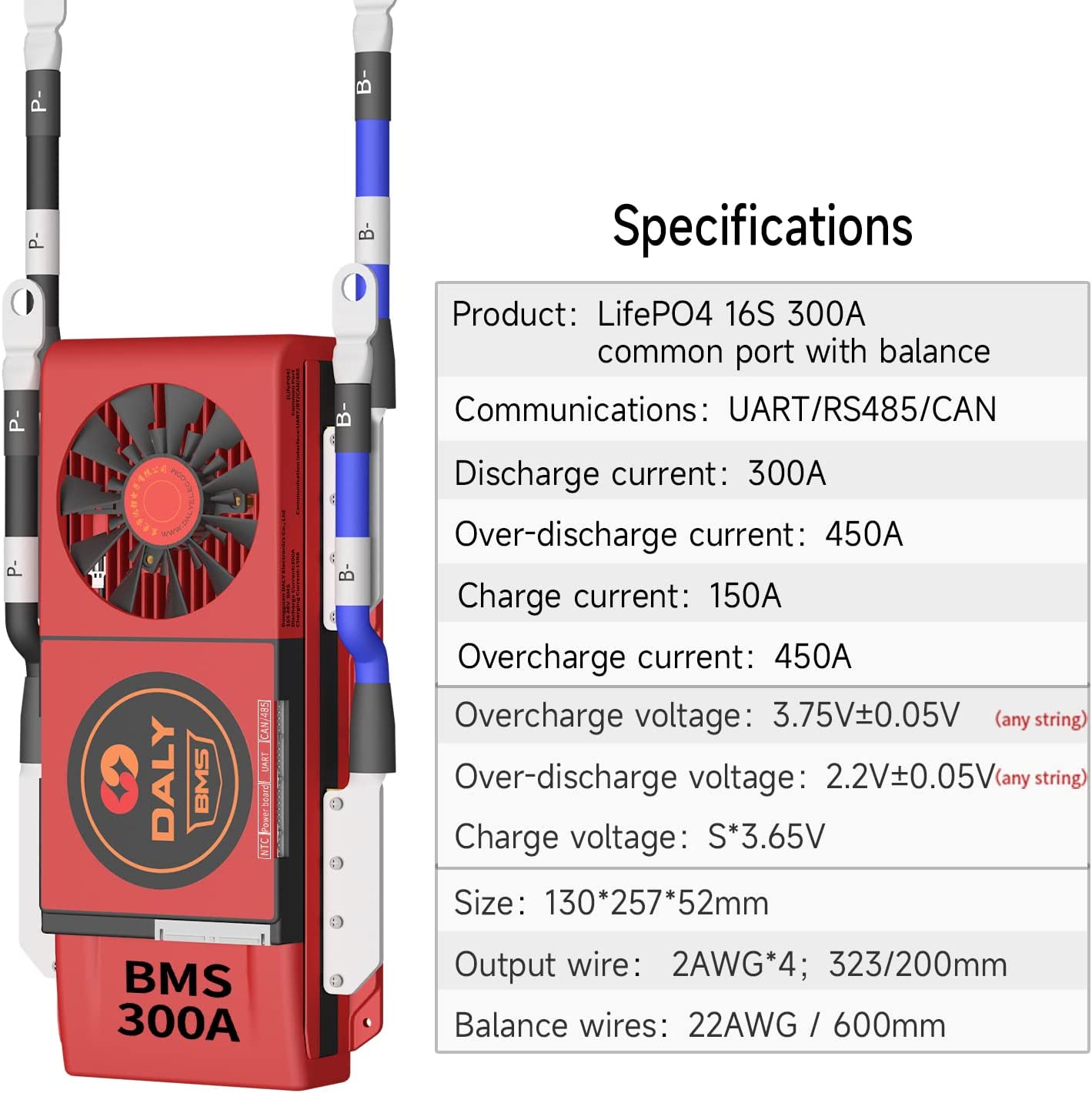 Daly 48V 300Ah BMS - 16S LiFePO4 - Bluetooth w/ Fan
