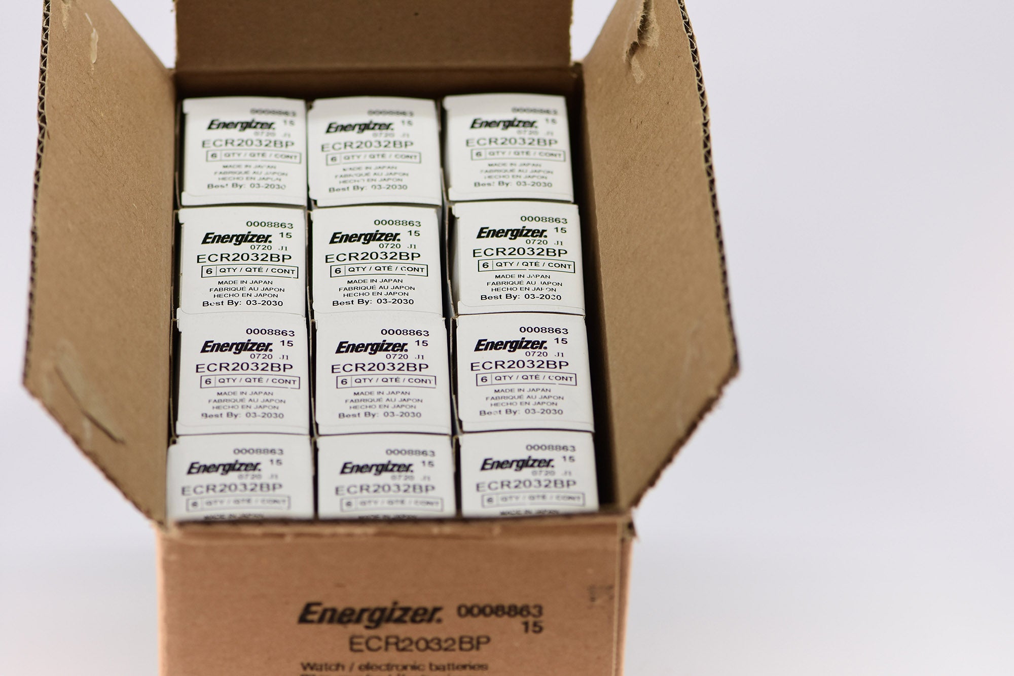 Energizer 2032 3V Lithium Watch Battery - ECR2032BP - Made in Japan (Full Ctn 72pcs)