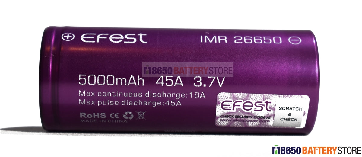 Efest 26650 5000mAh 45A IMR Battery - 18650 Battery Store Efest 26650 5000mAh 45A IMR Battery - 18650 Battery Store