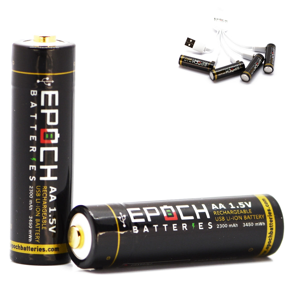 Epoch AA 1.5V 2300mAh USB Protected Li-ion Battery - 4 Pack