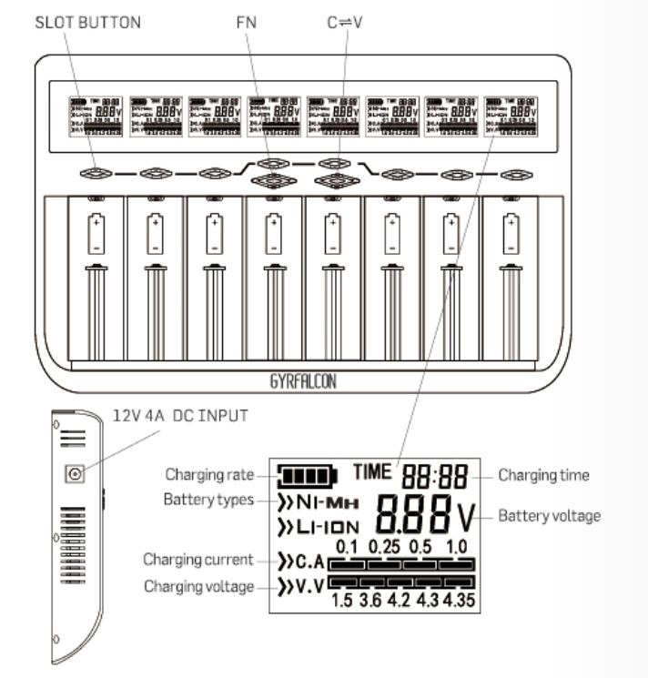 Gyrfalcon All-88 Professional 8 Bay Battery Charger