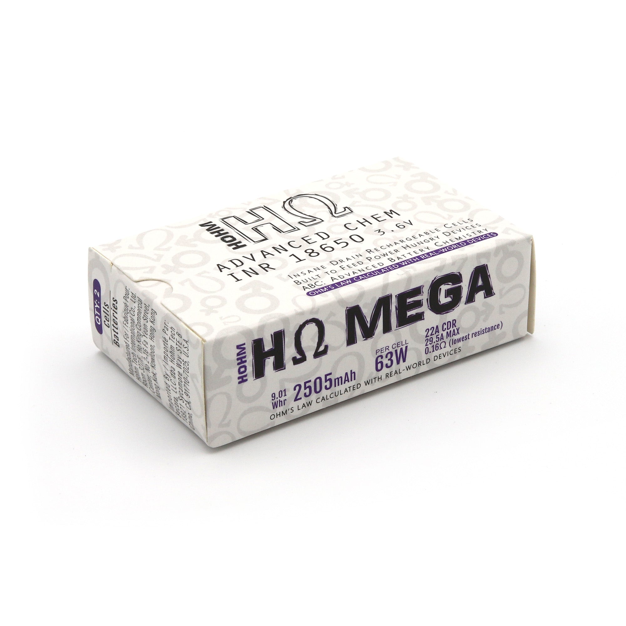 Hohm Tech Mega 18650 2505mAh 22A Battery