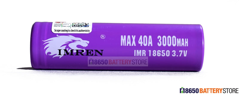 Imren 18650 3000mAh 20A/40A IMR Battery (Purple)