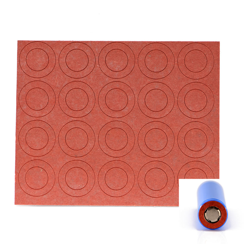 18650 Battery Terminal Insulator Rings - Red Fish Paper - 20pcs