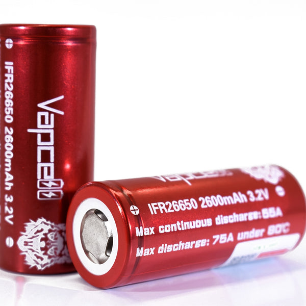 Vapcell LiFePO4 26650 2600mAh 55A Battery - 18650 Battery Store