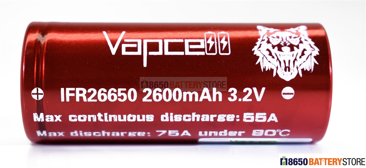 Vapcell LiFePO4 26650 2600mAh 55A Battery