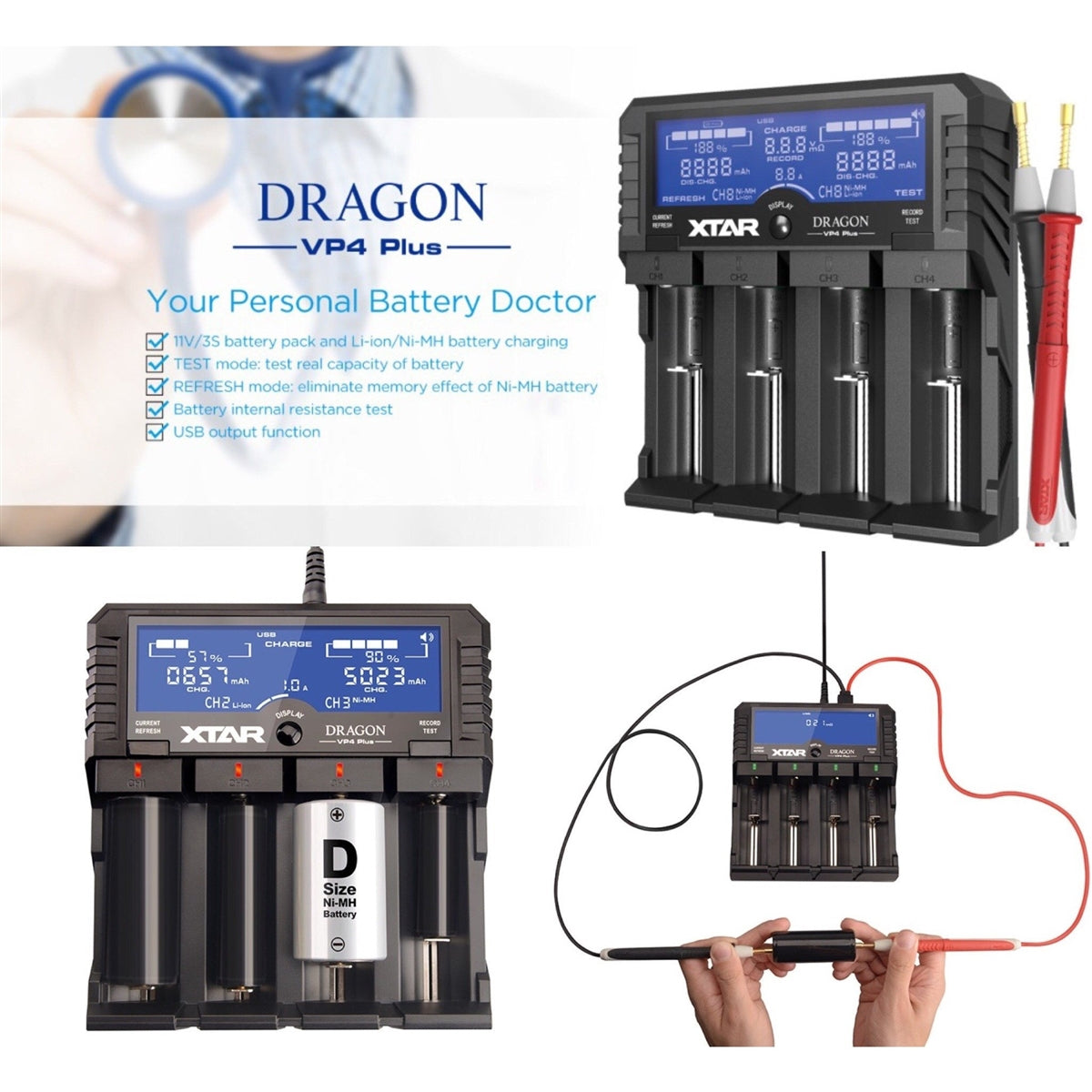 XTAR Dragon VP4 Plus 4 Bay Digital Battery Charger XTAR Dragon VP4 Plus 4 Bay Digital Battery Charger