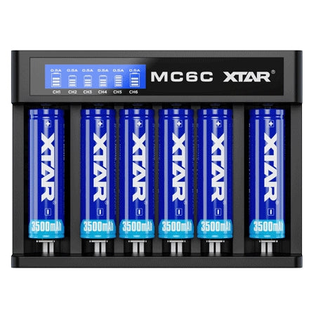 XTAR MC6C 6 Bay Smart LCD Li-ion Battery Charger