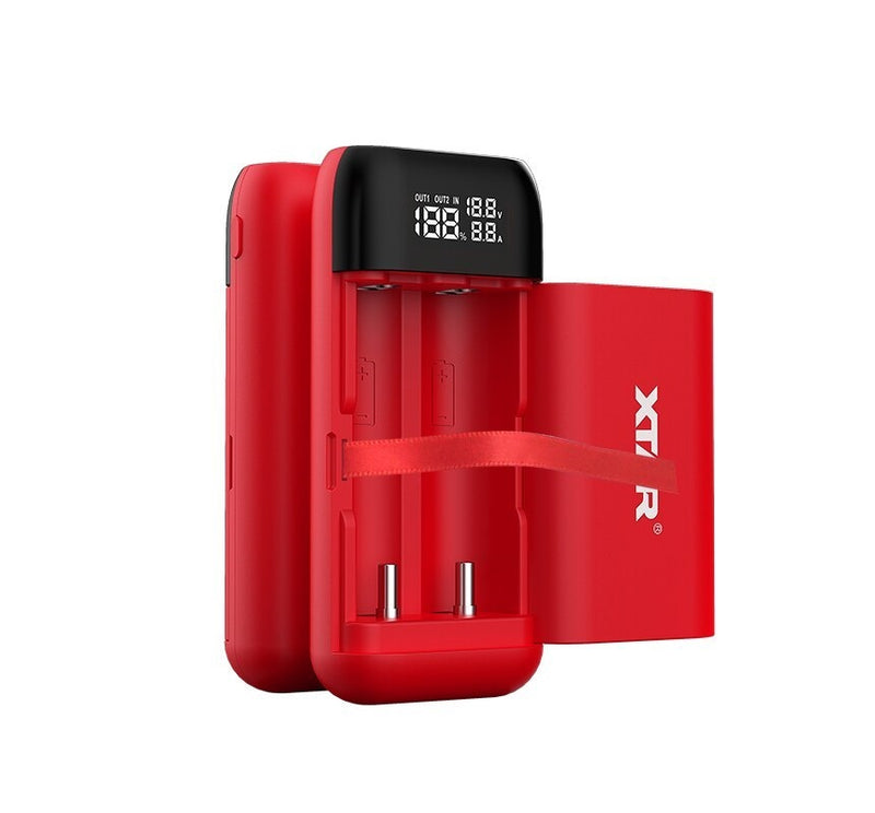 XTAR PB2S Red 2 Bay Charger and Portable Power Supply