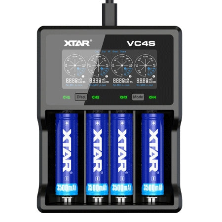 XTAR VC4S 4 Bay LCD USB Battery Charger