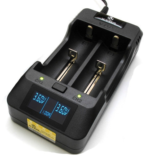 XTAR X2 Chargeur universel 2 baies LCD 18650 version étendue 2 A Chargeur rapide pour batteries rechargeables Li-ion 26650 21700 18350 16340 14500 Ni-MH AA AAA XTAR X2 Chargeur universel 2 baies LCD 18650 version étendue 2 A Chargeur rapide pour batteries rechargeables Li-ion 26650 21700 18350 16340 14500 Ni-MH AA AAA