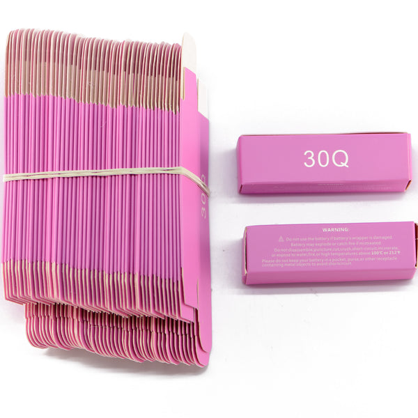 18650 Battery Paper Box (30Q) with Warning (50pcs) - Individual Packaging