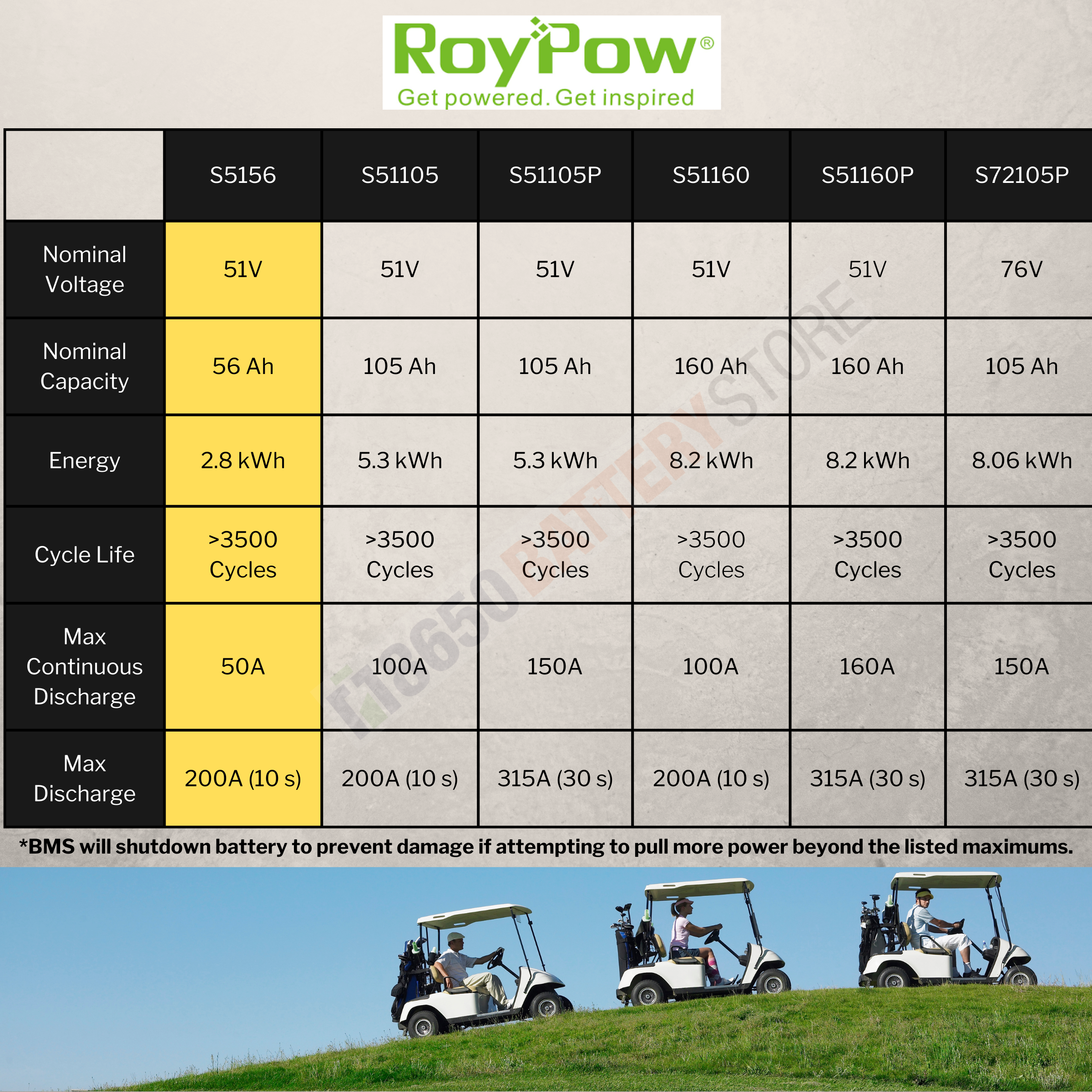 RoyPow 48V 56Ah Lithium Battery (S5156) - Official Dealer