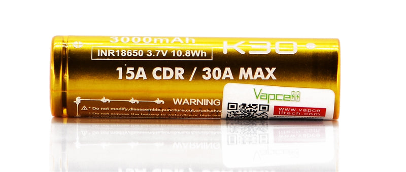 Vapcell K30 18650 3000mAh 15A INR Battery