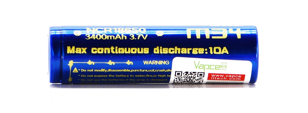 Vapcell M34 18650 3400mAh 10A Battery (Tesla)